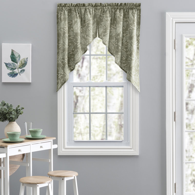 Sanita Floral Cotton Swag 56" Window Valance, Sage