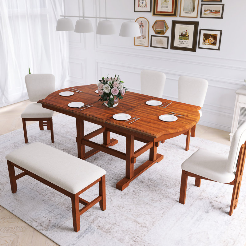 Traditional Extendable Wood Dining Table Set