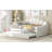 Full Size Upholstery Daybed Frame With Shall Shaped Backrest  And Trundle-999296457