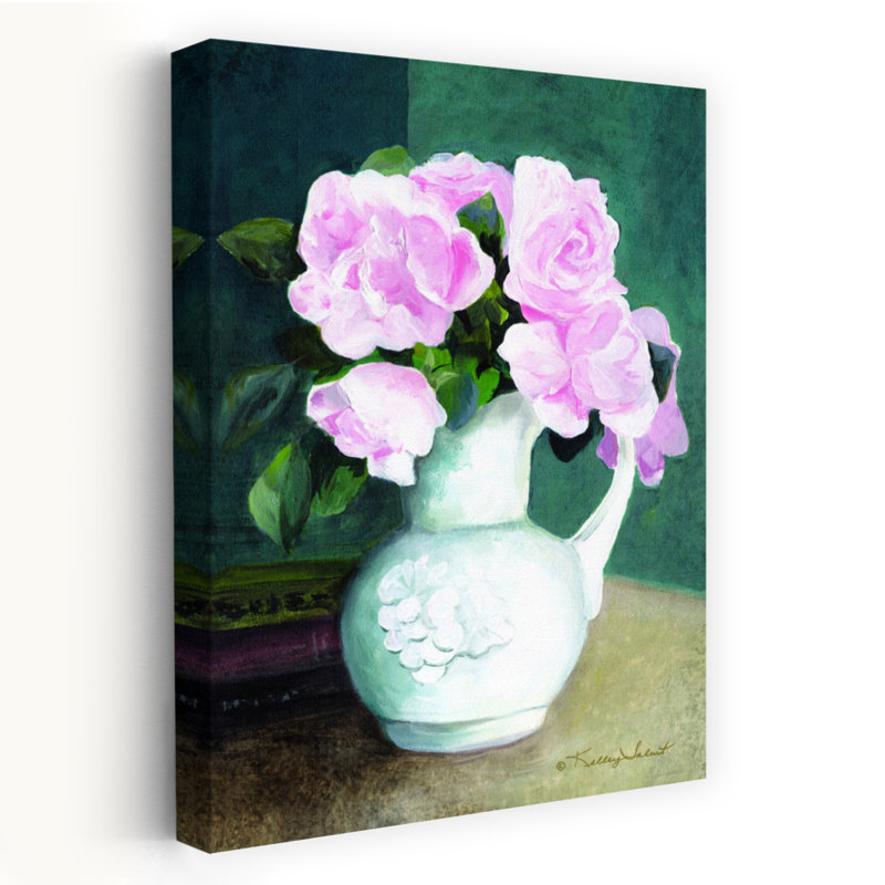 Jolies roses, art floral rétro, H 48 po x l 32 po