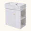 Meuble-lavabo flottant moderne avec lavabo en céramique et rangement à gauche
