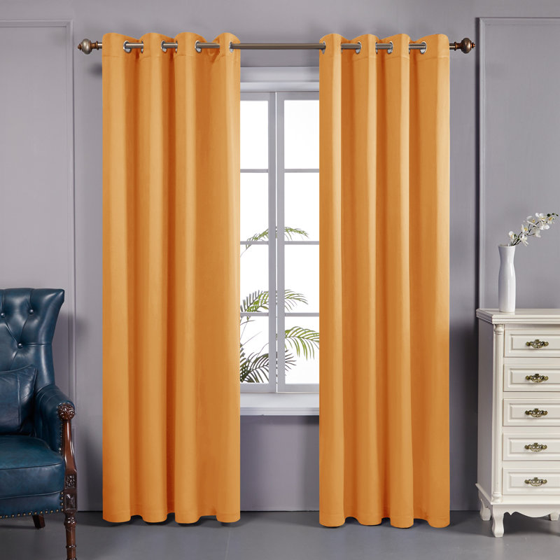 Paire de rideaux doublés occultant 100% Bursaite, L 52 po x L 95 po, Corail rose