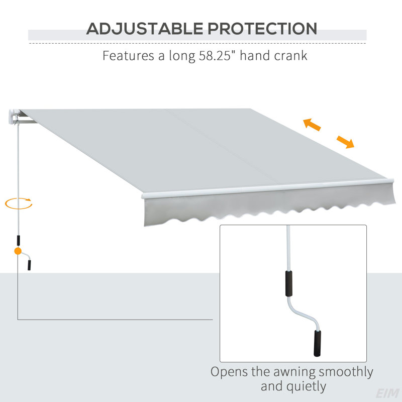 Retractable Awning Patio Awnings Sun Shade Shelter With Manual Crank Handle, 280G/M² UV & Water-Resistant Fabric And Aluminum Frame For Deck, Balcony, Yard