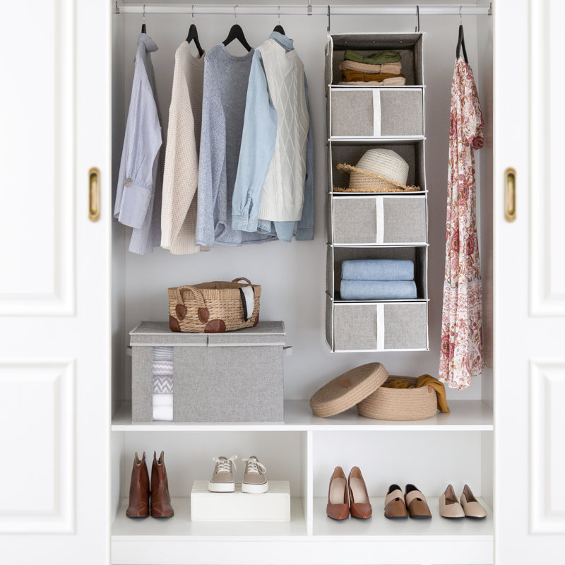 Large Fabric Box with Lid, Gray