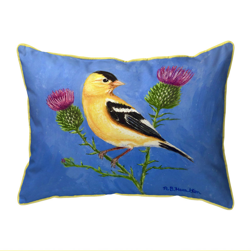 Housse et insert de coussin rectangulaire d'extérieur chardonneret et chardon, 16" x 20"