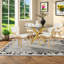 Modern Glass And Metal Dining Table, Golden Frame, Ideal For Compact Kitchens