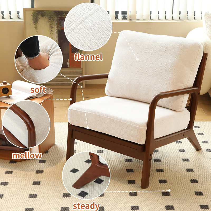 Chaise avec accoudoirs en cuir massif Mid-Century