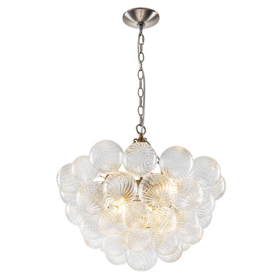Lustre 4 lumières à bulles de verre moderne, 24 po