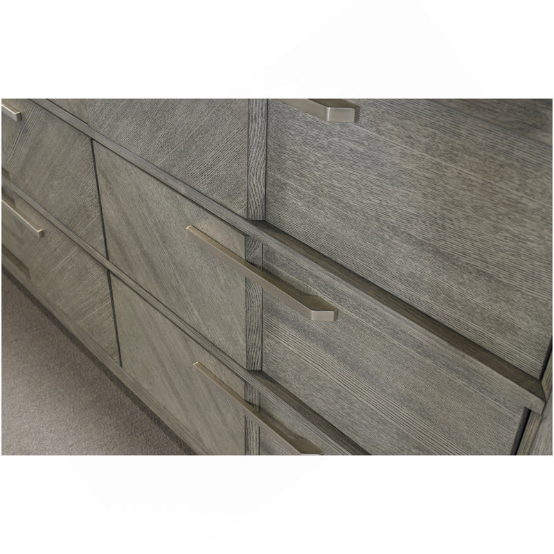 Commode 6 tiroirs en placage assorti gris