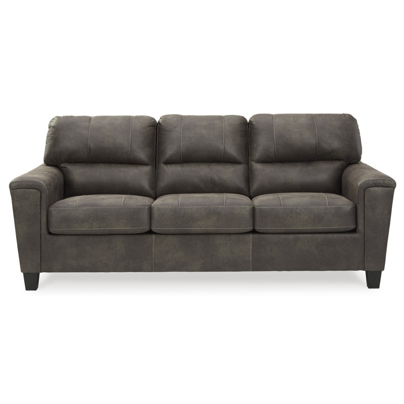 Inaayah 89" Square Arm Sofa, Inaayah Gray Faux Leather