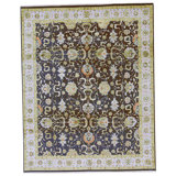 Hand Knotted Area Rug in Black And Aubergine