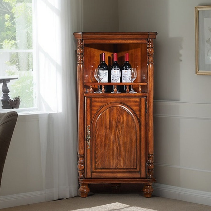 Armoire de coin multifonctionnelle en bois massif, Orange brun
