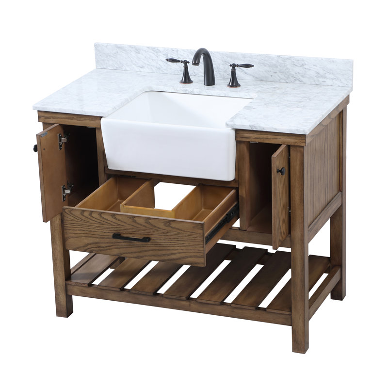 Ensemble de meuble-lavabo simple 42 po Pelaghia, Bois flotté
