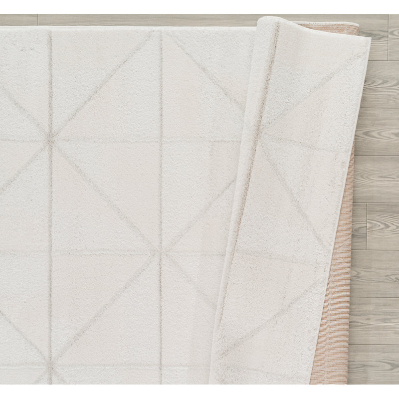 Tapis blanc avec accents Zed, Rectangle 1 pi 10 po x 7 pi 2 po
