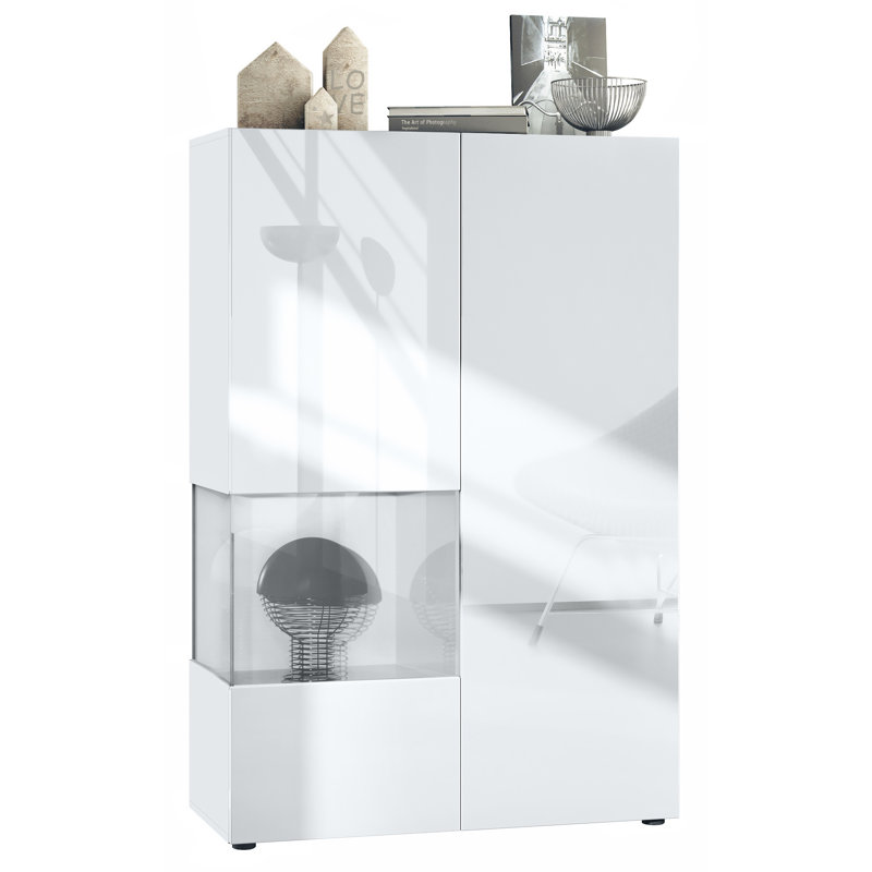 Alhassane Display Cabinet, White/High-Gloss White