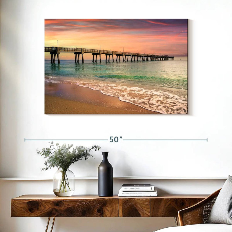Aletra Beach Pier Sunrise South Florida, H 26 po x l 39 po