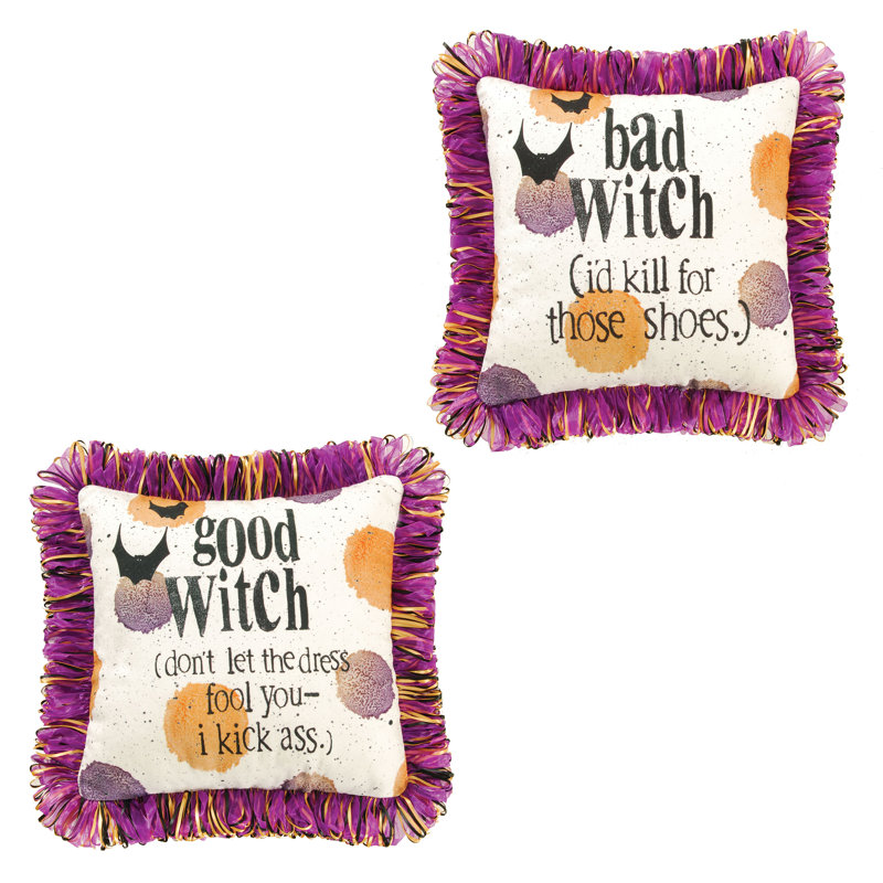 Fringed Cotton Reversible Throw Pillow