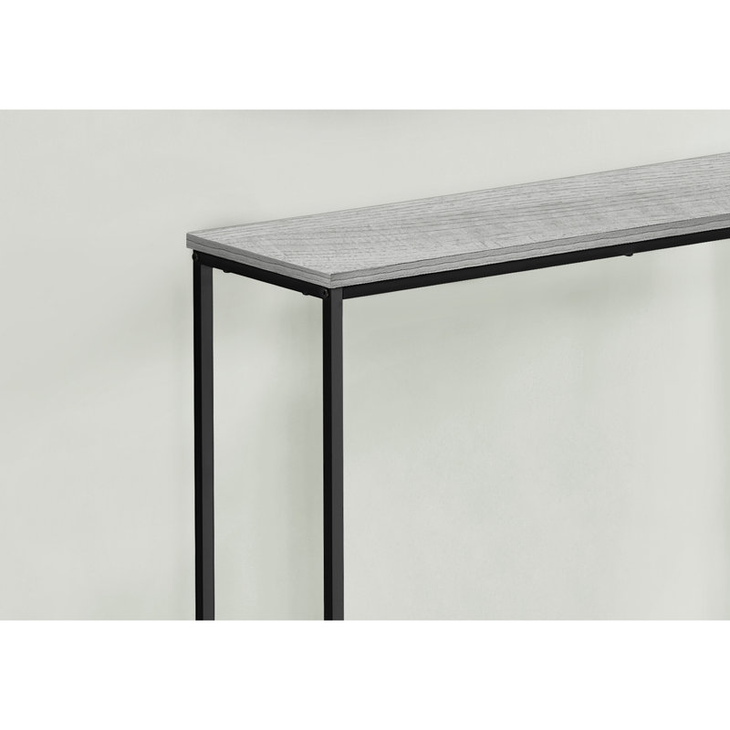 Console d'entrée de style moderne - Stratifié gris et métal noir pour une table d'entrée élégante avec cadre de rangement pratique et élégant