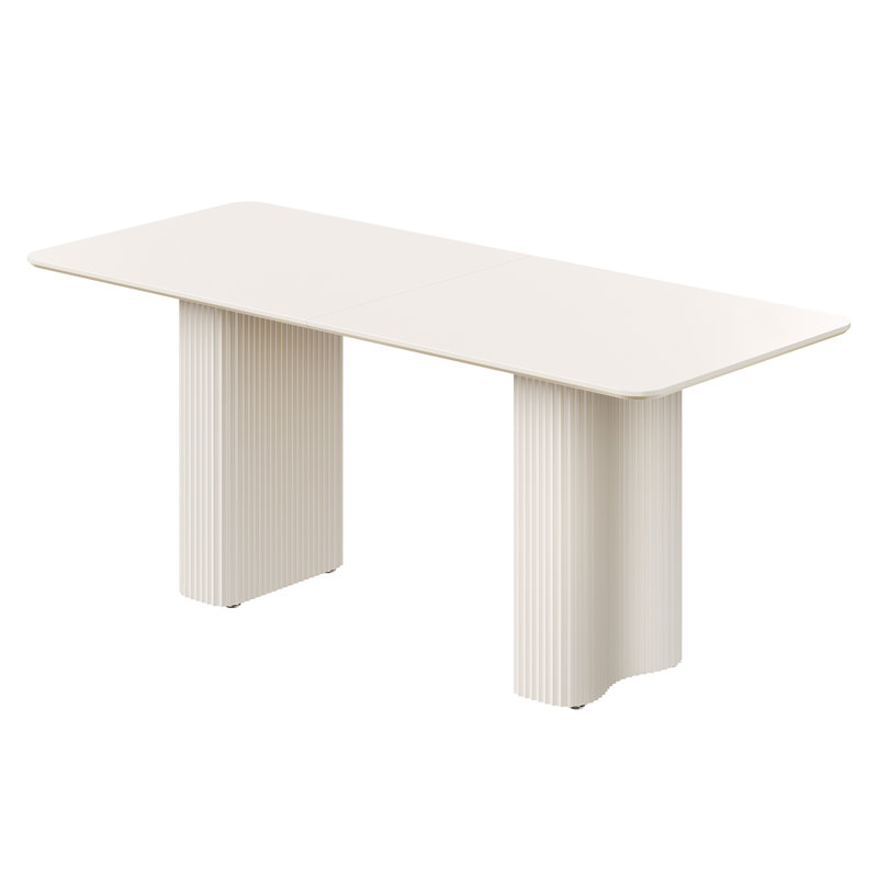  Labrenda Modern Curve Dining Table, Multifunction Table, Stylish Curve Work Table, 29.5"H x 70.8"L x 29.5"W, White
