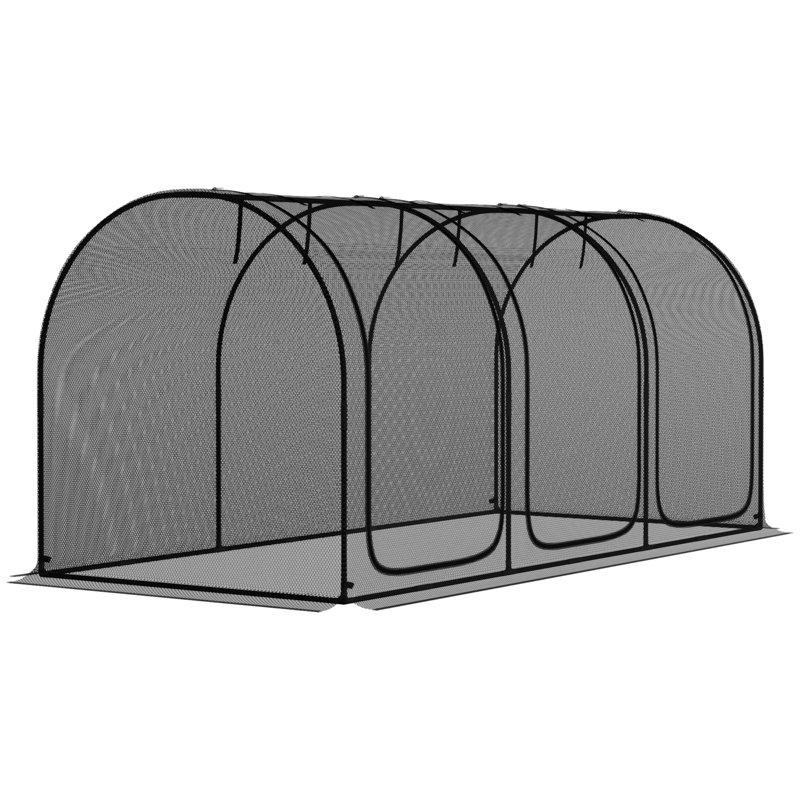 Black Mesh Plant Protection Tent with Zippered Doors