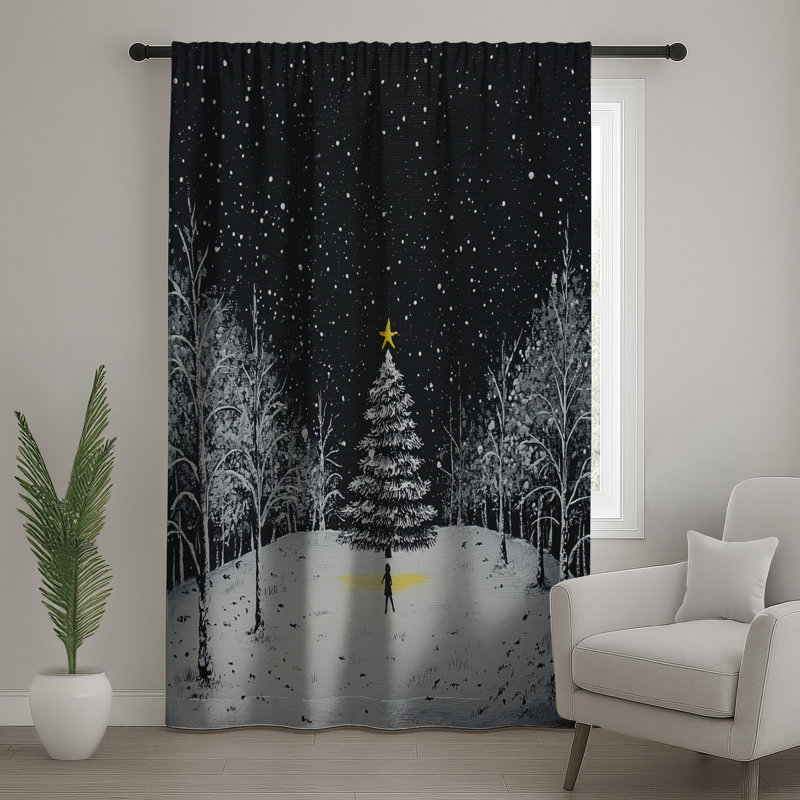 Rideaux de Noël, voilages et voilages de Noël - 1 panneau, 50 po x 92 po - 1 panneau, Transparent