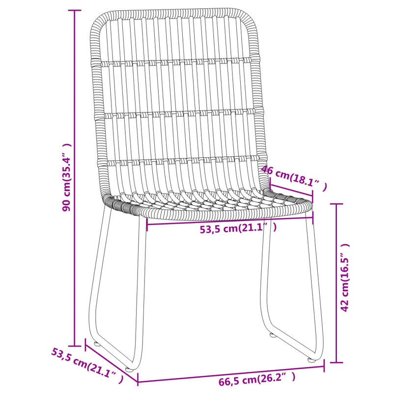 Ensemble de salle à manger longue pour 4 personnes 31,5 po Bado Square, Chêne, 4