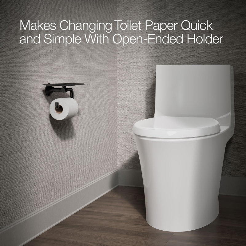 Occasion Toilet Paper Holder With Tray, Matte Black