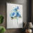 Gingham Blue Flowers II Framed Print - Solid Wood-301816592