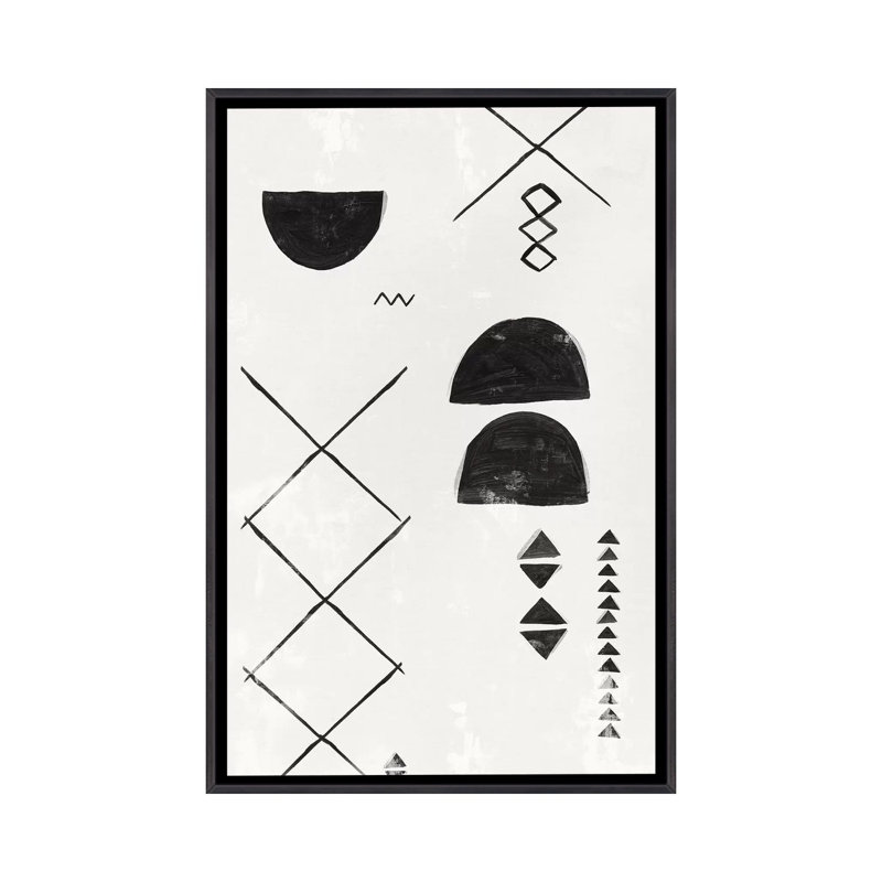 «African Motifs I» par Isabelle Z - reproduction d'art, H 26 po x l 18 po x 1,5 po, Toile avec cadre noir patiné, Aucun mat