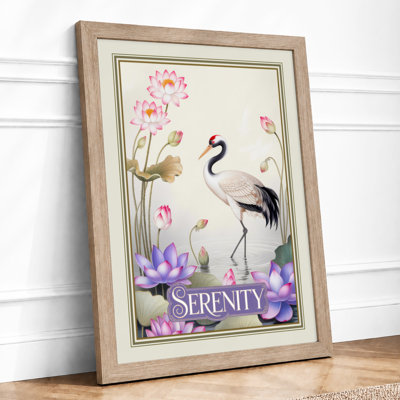 Crane in Serenity Japandi - Framed Print