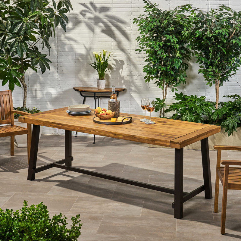 Table de salle à manger d'extérieur en bois et métal de 8,7 po Profondeur,