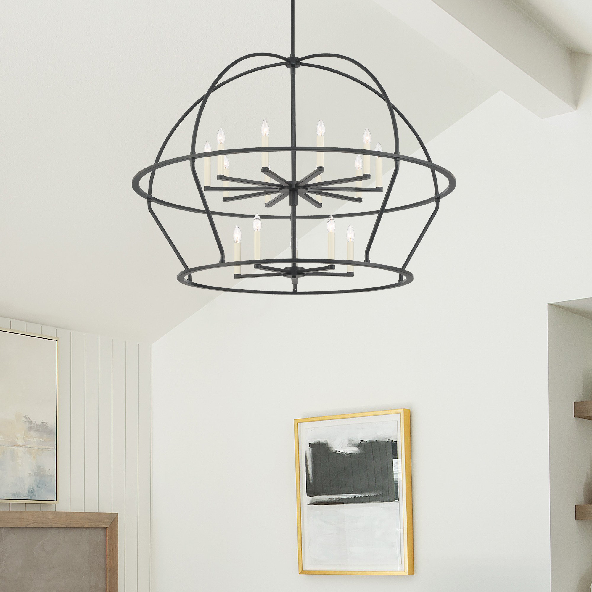 Addis 15 - Light Metal Geometric Chandelier, Black
