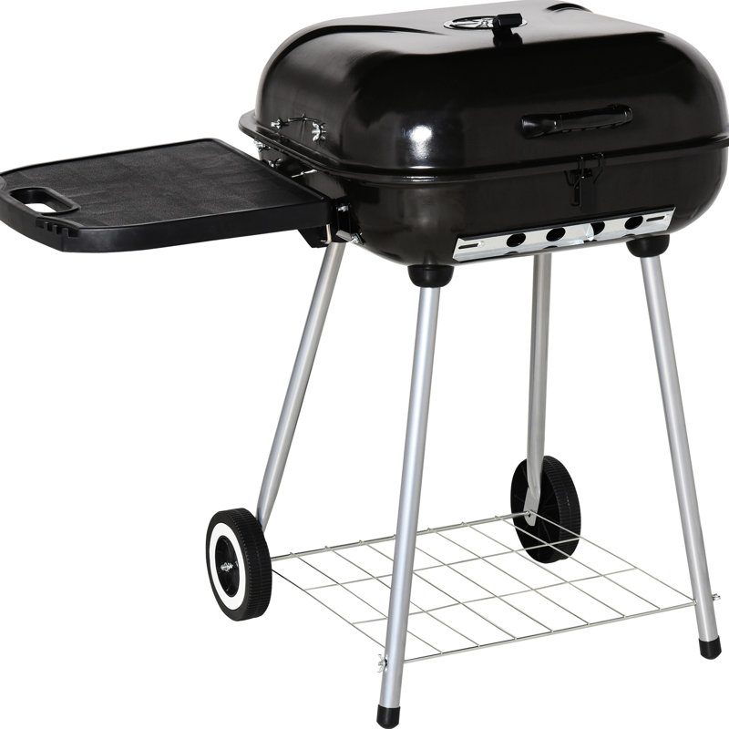 Barbecue portatif au charbon de bois 21 po avec tablette inférieure - Roues et évents réglables pour barbecue, cour, pique-nique et aventure