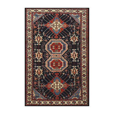 Tapis noir/rouge/beige traditionnel Miky