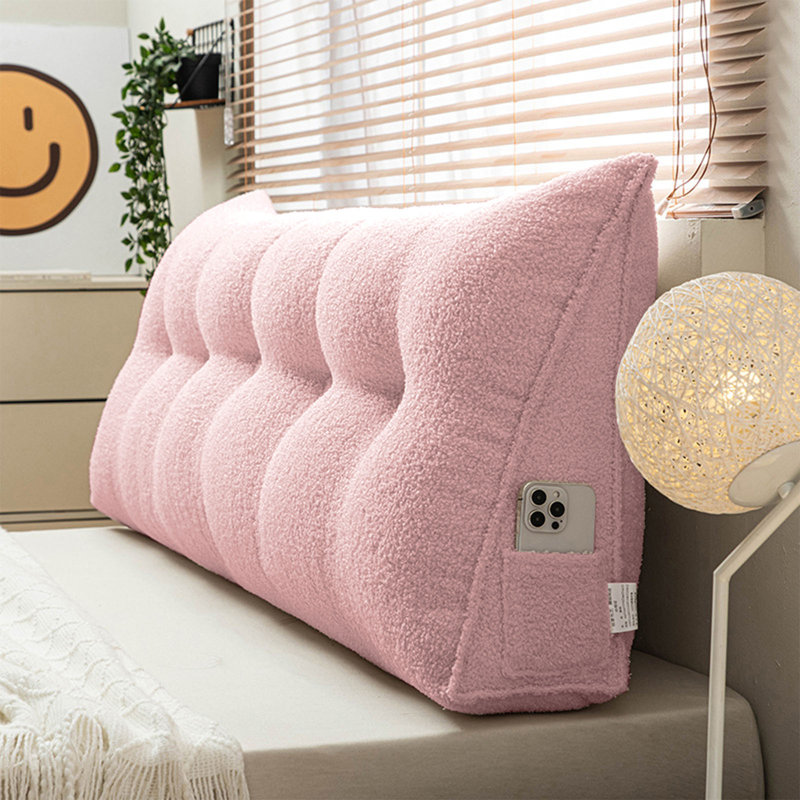 Coussin de tête de lit triangulaire, Rose, H 19,7 po x l 59 po