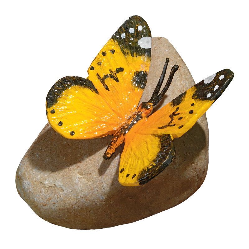 Butterflies on Rocks Yellow Mocker Swallowtail Statue