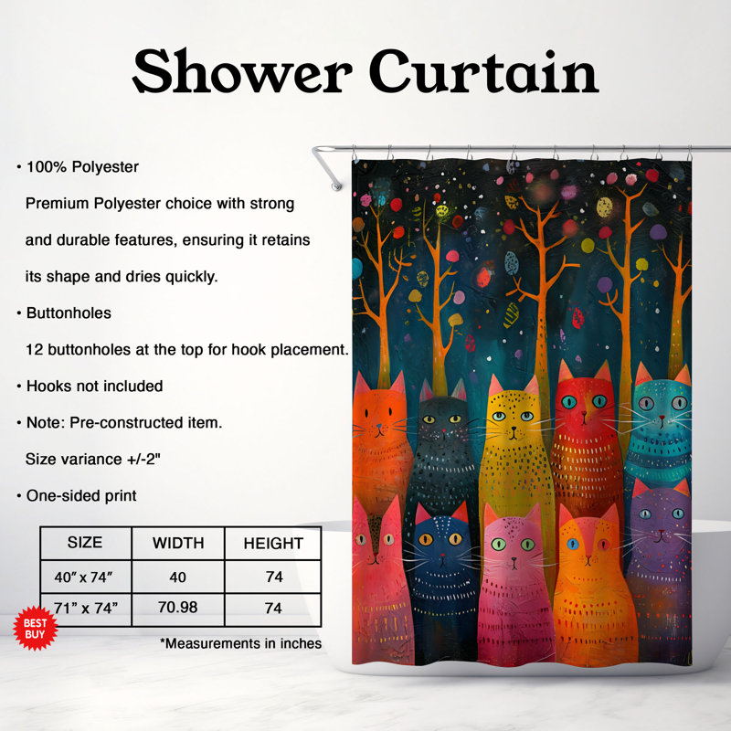 Rideau de douche 1 pièce Art Fur, H 74 po x l 71 po