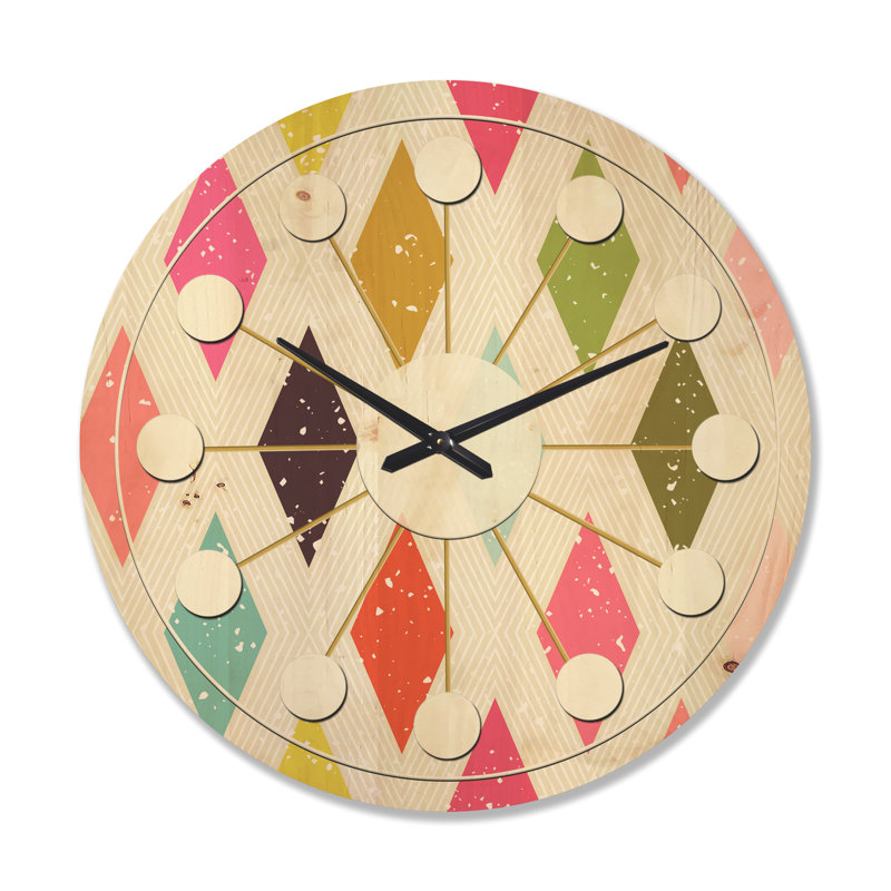 Horloge murale en bois Diamond Retro III - Mid-Century, Très grand