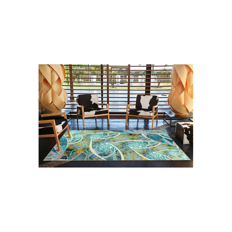 Modern Green Heart Woven Base Washable Carpet, Round 3'4"