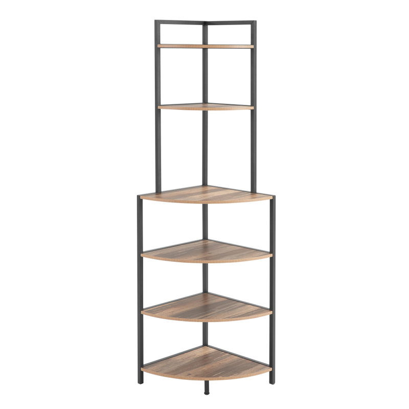 Étagère de coin en bois à 6 niveaux avec bibliothèque ouverte