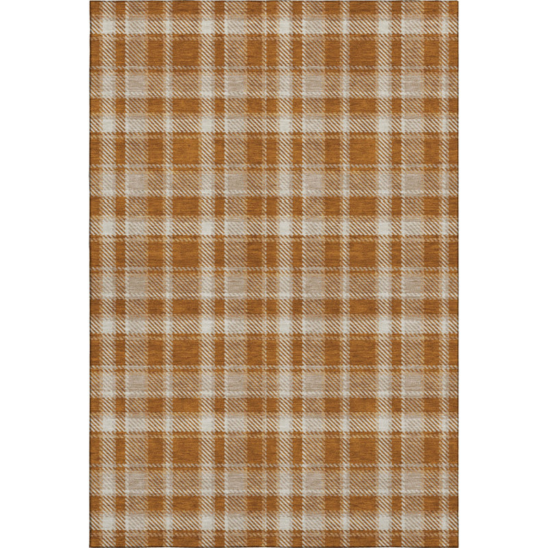 Paprika Plaid Washable Synthetic Rectangular Rug 2'6" x 3'10"