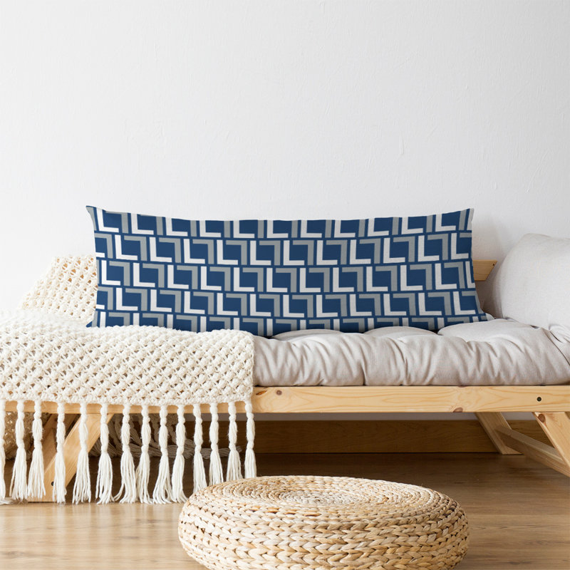 Polyester Medium Pillow, Microfiber, Speed Blue/White/Gray
