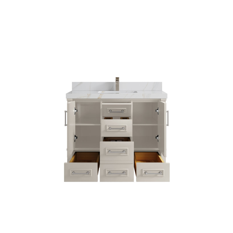 Meuble-lavabo simple avec comptoir 42 po Aberdeen, Sienne Calacatta