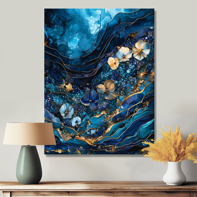 Buttercups Flowers And Safire Crystal Energy III - Orchid Metal Wall Art