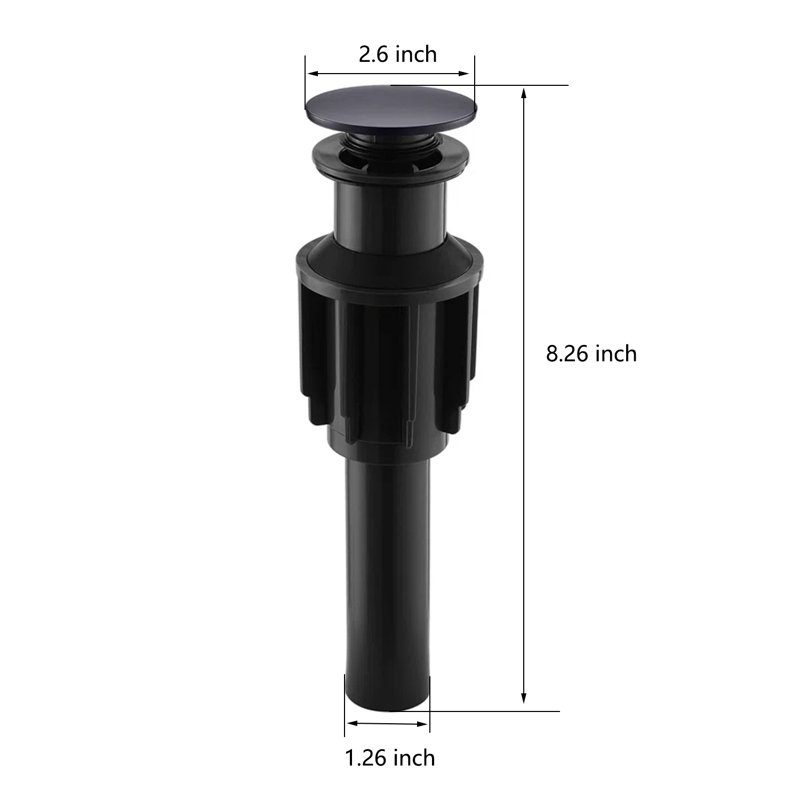 Pop-Up Bathroom Sink Drain Without Overflow, Matte Black