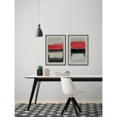 «Black and Red II Diptych», ensemble de 2 reproductions d'art sur toile encadrées