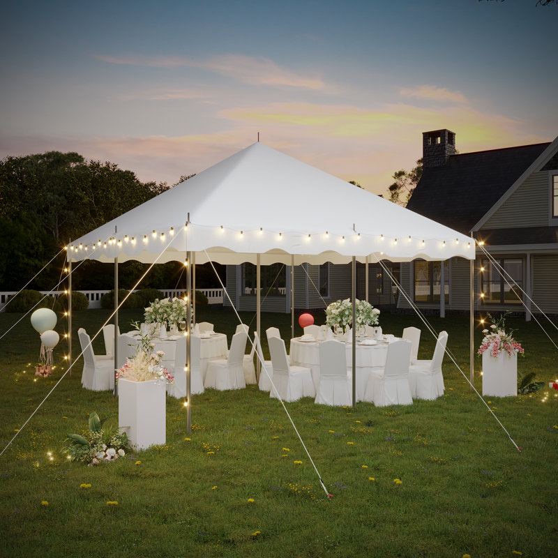 15x15ft Heavy Duty Party Tent, Outdoor Canopy With Carry Bags, White Event Tent For 40 People, Wedding & Gathering Shelter