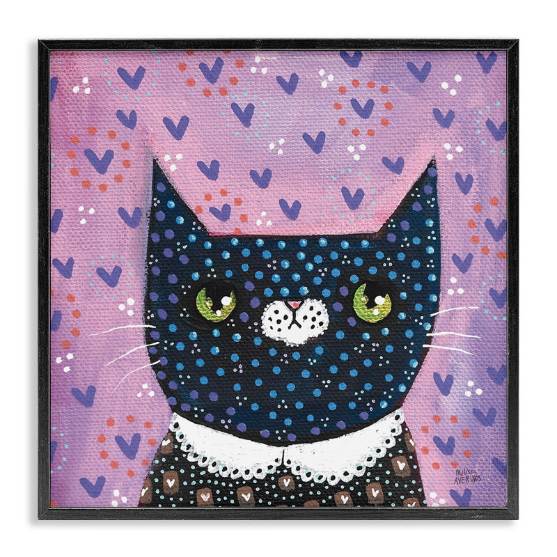 Art de giclée encadrée de chat fantaisiste par Melissa Averinos, H 12 po x l 12 po, Giclée encadrée noir minuit