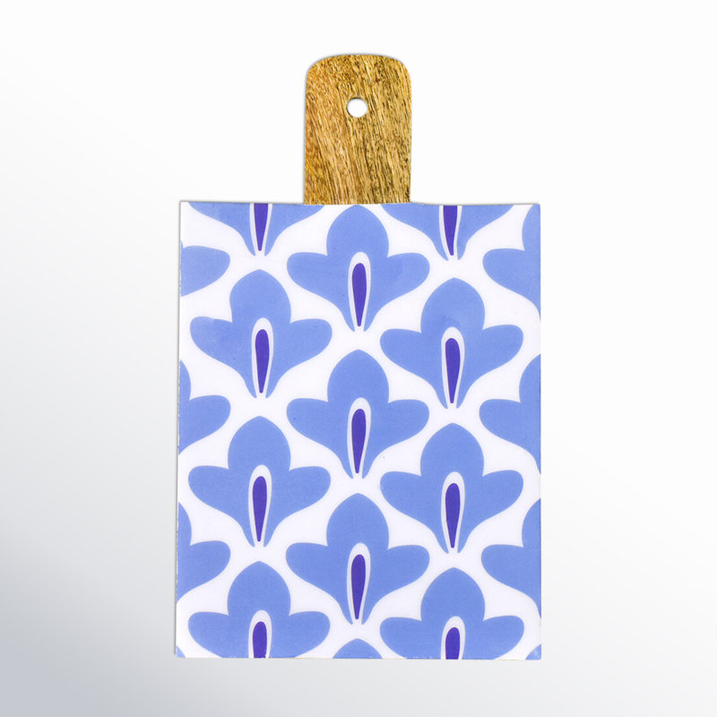 Iris Blue Rectangle Wood Cheese Board