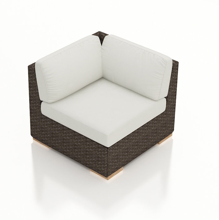 Arden Outdoor Teak Corner Wedge Lounge Chair, Cast Silver Sunbrella®, Brown/Chelnut
